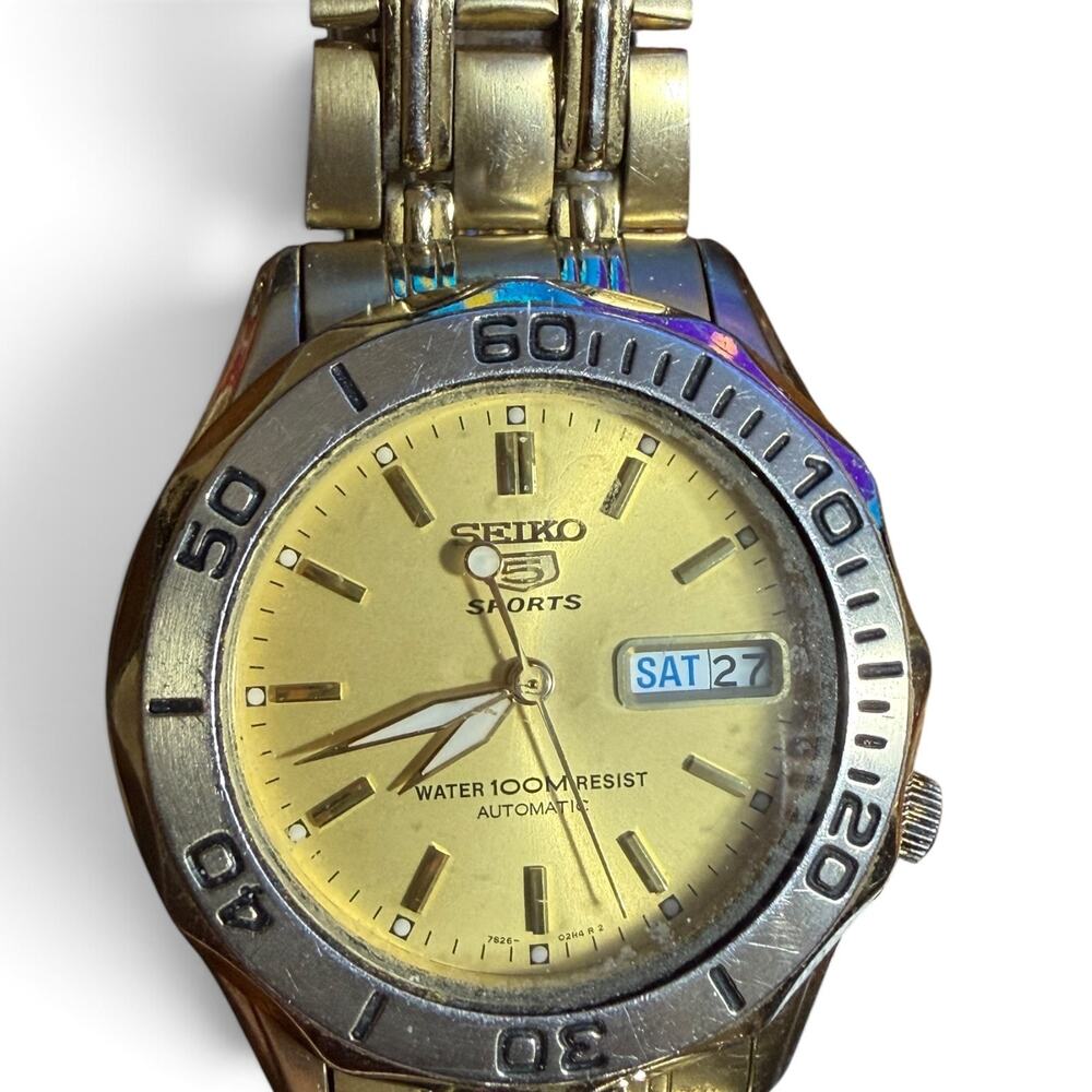 Seiko 5 Sports Men's Automatic Gold Watch with Day Date Dial